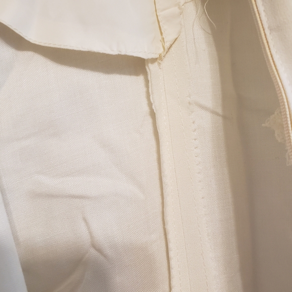 Vintage 1960s-1970s Mod White Cream Crepe Wide Leg Jumpsuit Medium Large - Picture 10 of 14